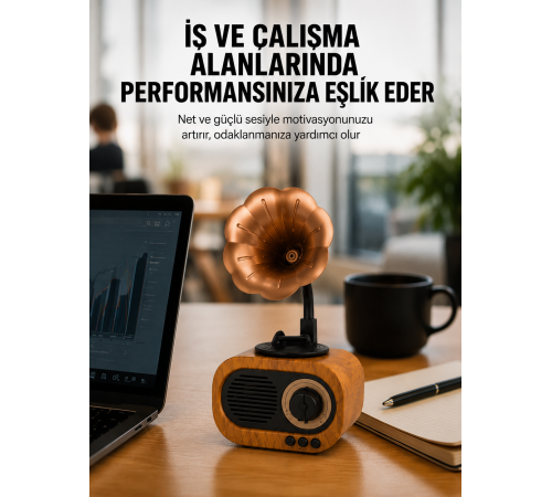 Kablosuz Retro Radyo Hoparlör 5W Güçlü Ses USB Hafıza Kart Destekli Yeni Nesil