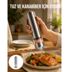 Tek Elle Kullanılan Otomatik Baharat Değirmeni Işıklı Sistem Yeni Nesil