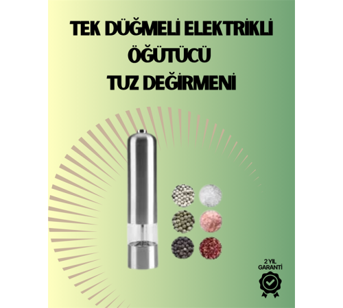 Pilli Otomatik Baharat Değirmeni Gıda Sınıfı Çelik Sessiz Öğütücü Alet