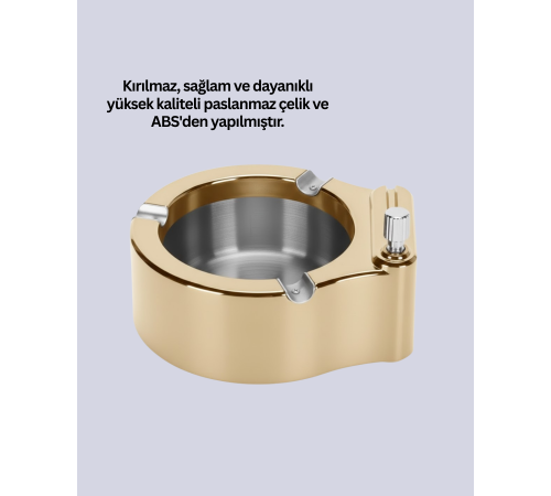 Paslanmaz Çelik Küllük Çakmaklı Masa Üstü Kullanım