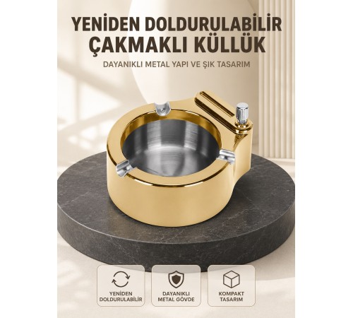 Yeniden Doldurulabilir Çakmaklı Küllük Dayanıklı Yapı