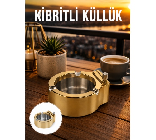 Çakmaklı Küllük Paslanmaz Metal Dayanıklı Tasarım Yeni Nesil