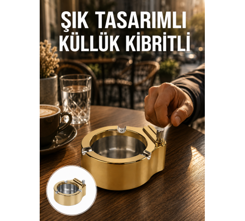 Çakmak Entegreli Küllük Yeniden Doldurulabilir Metal Gövde Yeni Nesil