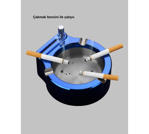 Metal Küllük ve Çakmak Seti Yuvarlak Modern Tasarım