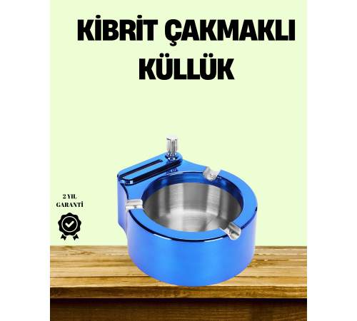 Çakmaklı Küllük Paslanmaz Çelik Şık Masa Aksesuarı