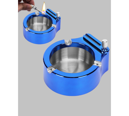 Yuvarlak Metal Küllük Çakmak Entegreli Dayanıklı Yapı