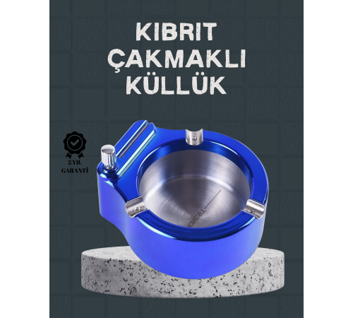 Masa Üstü Çakmaklı Küllük Paslanmaz Metal Gövde