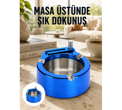 Masa Üstü Çakmaklı Küllük Paslanmaz Metal Gövde Yeni Nesil