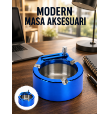 Metal Küllük ve Çakmak Seti Yuvarlak Modern Tasarım Yeni Nesil