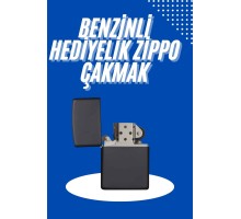 Doldurulabilir Siyah Benzinli Çakmak Metalik