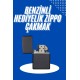 Doldurulabilir Siyah Benzinli Çakmak Metalik