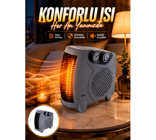 Fanlı Oda Isıtıcısı Termostat Kontrollü Soğuk Hava Üfleme Modu Yeni Nesil