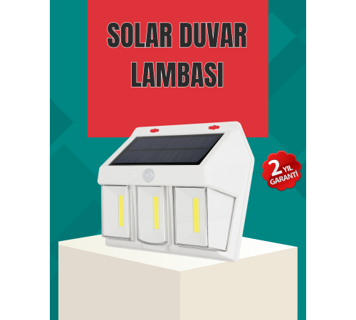 Dış Mekan Solar Duvar Lambası – 120° Hareket Algılama, 3 Işık Modu