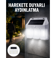 3 in 1 Solar Duvar Lambası – IP65 Su Geçirmez, Hareket Sensörlü Yeni Nesil