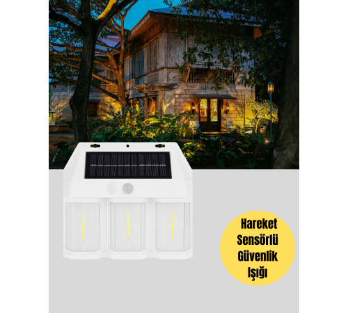 3 in 1 Solar Duvar Lambası – IP65 Su Geçirmez, Hareket Sensörlü Yeni Nesil