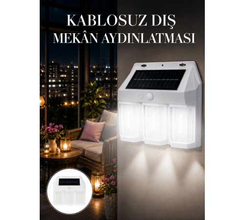 Dış Mekan Solar Duvar Lambası – 120° Hareket Algılama, 3 Işık Modu Yeni Nesil