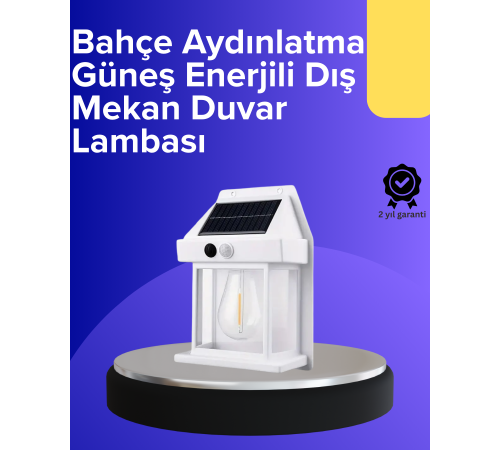 Güneş Enerjili Hareket Sensörlü Duvar Lambası