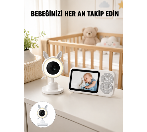 Bebek Kamerası Karşılıklı Konuşma RGB Işık Gece Görüşü ve Sıcaklık Alarmı Yeni Nesil