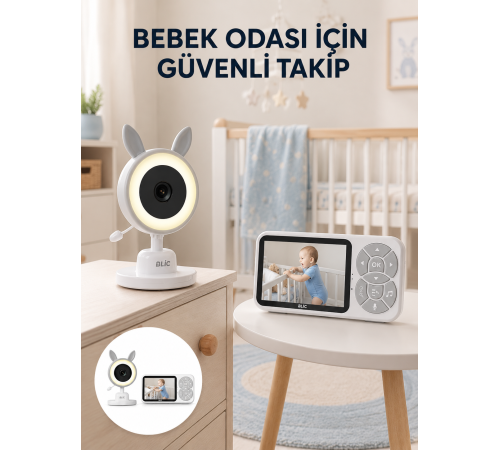 Karşılıklı Sesli Bebek Kamerası 4x Zoom Sıcaklık Sensörlü Yeni Nesil
