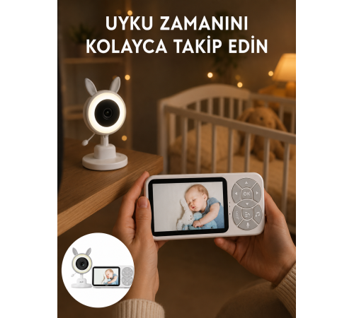 LCD Ekranlı Bebek İzleme Kamerası Ninnili Gece Görüşlü Güvenlik Sistemi Yeni Nesil