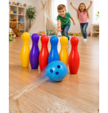 Çocuk Bowling Seti Renkli Top ve 6 Kuka İçeren Eğitici Oyun