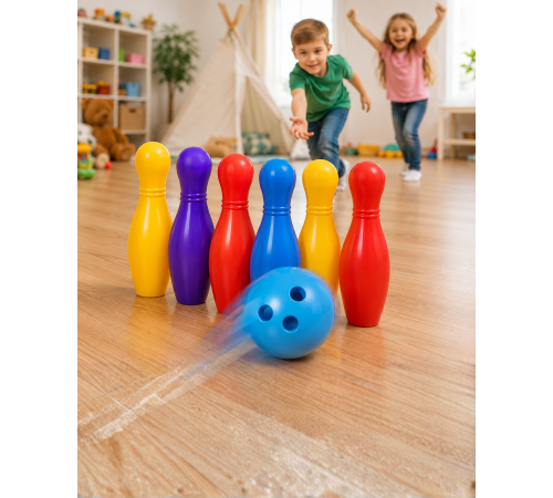 Çocuk Bowling Seti Renkli Top ve 6 Kuka İçeren Eğitici Oyun