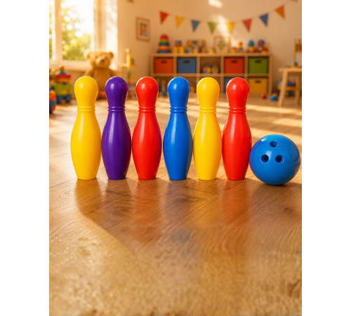 Renkli Çocuk Bowling Oyunu 6 Kukalı Eğitici Eğlence Seti