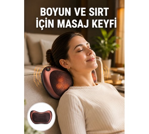 Isıtma Özellikli Derin Yoğurma Masaj Yastığı Priz & Çakmak Girişli Yeni Nesil
