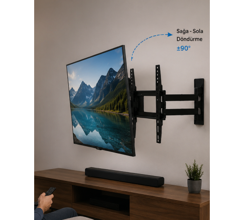 LCD LED TV Duvar Aparatı Çift Kollu Hareketli Askı Sistemi
