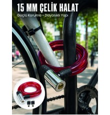 Metal Kilit Başlıklı Dayanıklı Bisiklet ve Scooter Güvenlik Kilidi