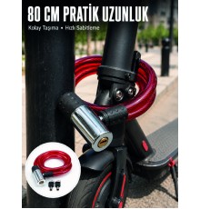 Şeffaf PVC Kaplamalı Anahtarlı Bisiklet Kilidi ile Güvenli Park Deneyimi