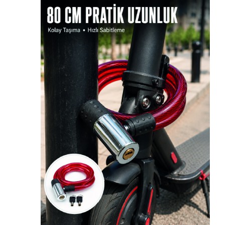 Şeffaf PVC Kaplamalı Anahtarlı Bisiklet Kilidi ile Güvenli Park Deneyimi