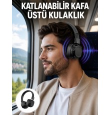 Ergonomik Konforlu Kablosuz Kulak Üstü Bluetooth Kulaklık Yeni Nesil