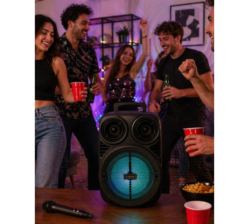 Bluetooth Taşınabilir Karaoke Hoparlör 6.5 İnç Mikrofonlu RGB Işıklı USB TF Kart Destekli