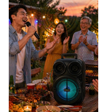 RGB Işıklı Bluetooth Karaoke Hoparlör Mikrofonlu USB TF Kart Destekli Taşınabilir Speaker