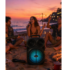 Taşınabilir Bluetooth Speaker Mikrofonlu Karaoke Hoparlör RGB Işıklı 6.5 İnç Güçlü Ses