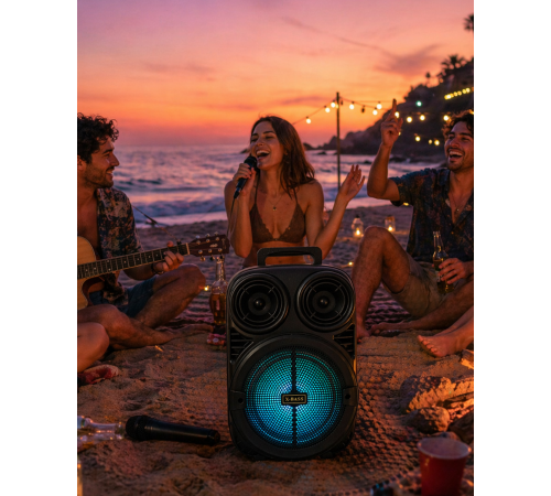 Taşınabilir Bluetooth Speaker Mikrofonlu Karaoke Hoparlör RGB Işıklı 6.5 İnç Güçlü Ses