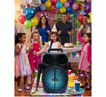 Kablosuz Karaoke Hoparlör Mikrofonlu RGB Işıklı Bluetooth Speaker USB TF Kart Destekli