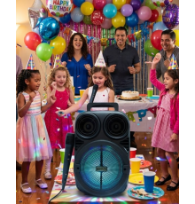 Kablosuz Karaoke Hoparlör Mikrofonlu RGB Işıklı Bluetooth Speaker USB TF Kart Destekli