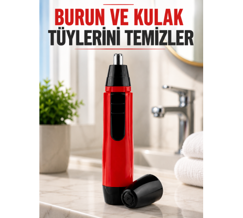 Kulak Burun Tüy Temizleme Makinası Pilli Kırmızı Ergonomik Yeni Nesil