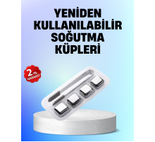 Yeniden Kullanılabilir 304 Çelik Metal Buz Küpleri 4'lü Set