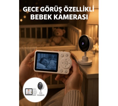 Gece Görüşlü Kablosuz Bebek Monitörü Ağlama ve Hareket Algılama Yeni Nesil