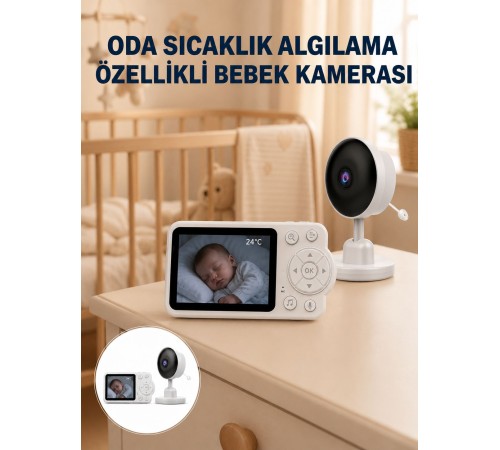 Sıcaklık Sensörlü Güvenli Bebek Kamerası İki Yönlü Ses Yeni Nesil