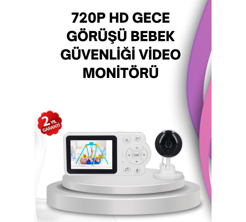 Gece Görüşlü Bebek Kamerası Ninni ve Alarm Özellikli