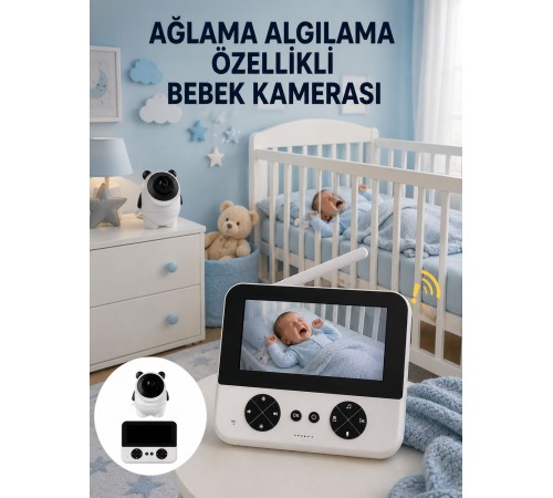 Gece Görüşlü Güvenli Bebek Monitörü 720P HD Görüntü Yeni Nesil