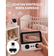Geniş Ekranlı Bebek Monitörü Ağlama Algılama Özellikli Yeni Nesil