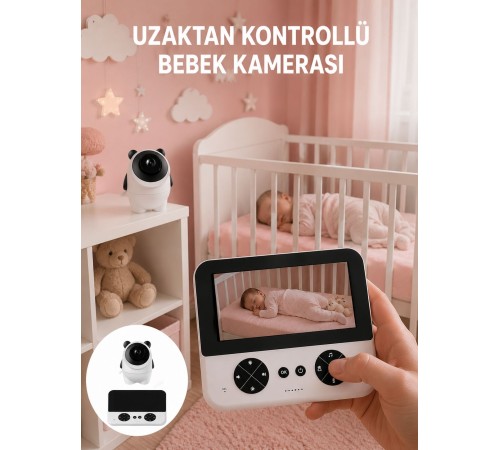 Geniş Ekranlı Bebek Monitörü Ağlama Algılama Özellikli Yeni Nesil