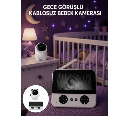 Kablosuz Bebek Kamera Sistemi Ninni ve Alarm Özellikli Yeni Nesil