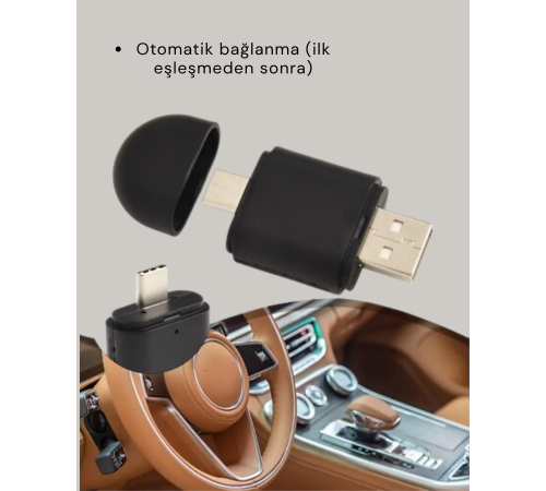 Kablosuz CarPlay ve Android Auto Dönüştürücü – USB-A & Type-C Girişli Akıllı Adaptör