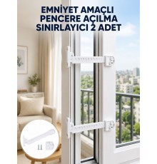 Emniyet Amaçlı Pencere Açılma Sınırlayıcı Aparat 2 Adet Yeni Nesil